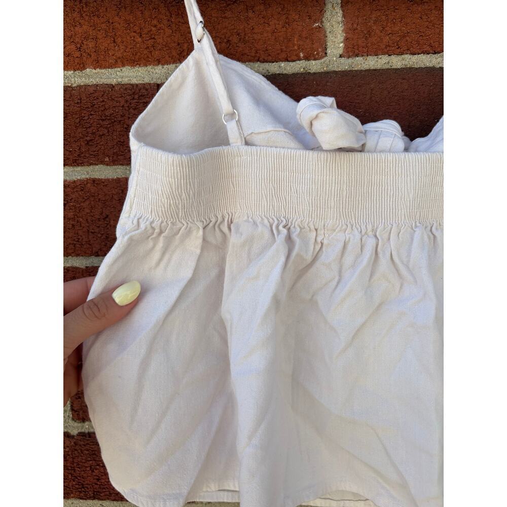 Y2K White Tie Front Cami Top One Size Coquette Minimal Summer Crop Tank - Picture 5 of 8